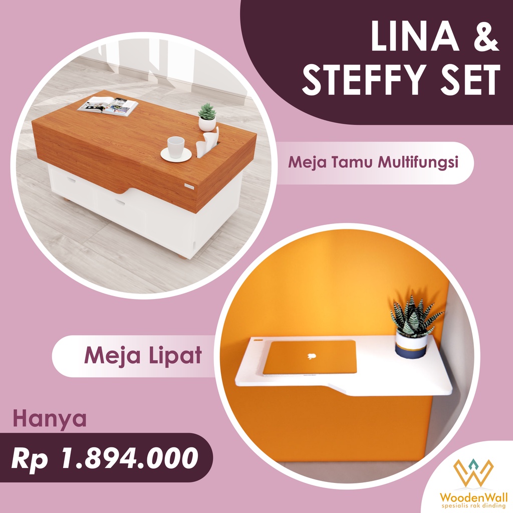 Meja Tamu Multifungsi Minimalis Storage Table Meja Penyimpanan Serbaguna Meja Sofa Minimalis Uk. 90x
