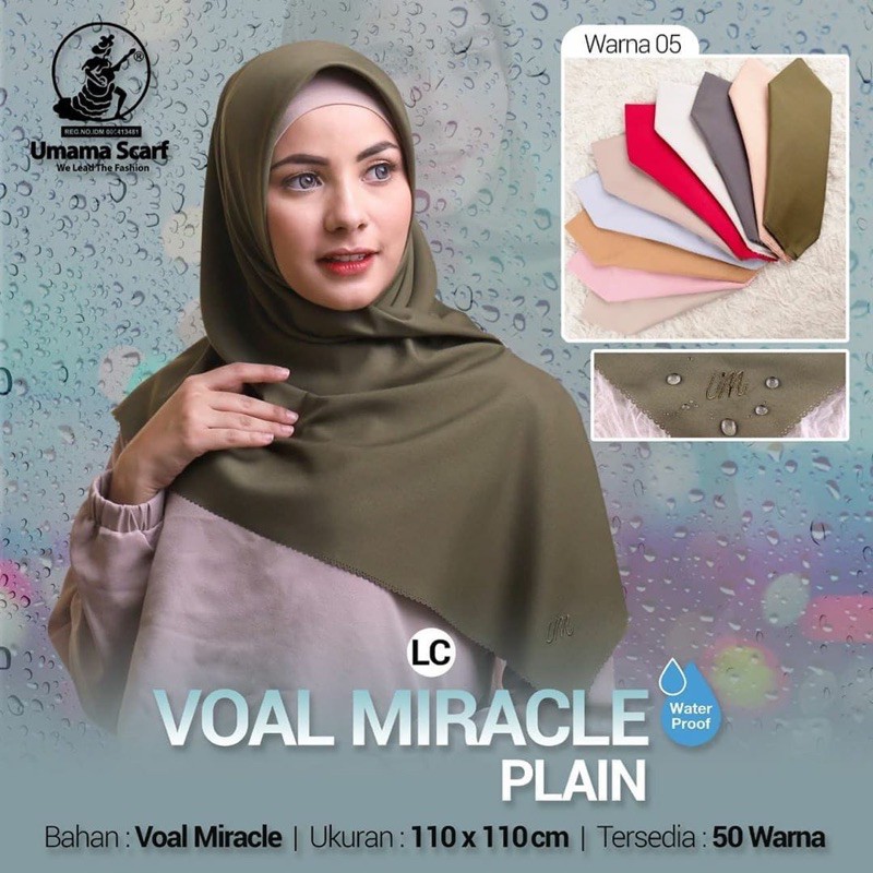 [BISA COD] VOAL MIRACLE WATERPROOF UMAMA SCARF / HIJAB JILBAB SEGIEMPAT VOAL MIRACLE WATERPLASH