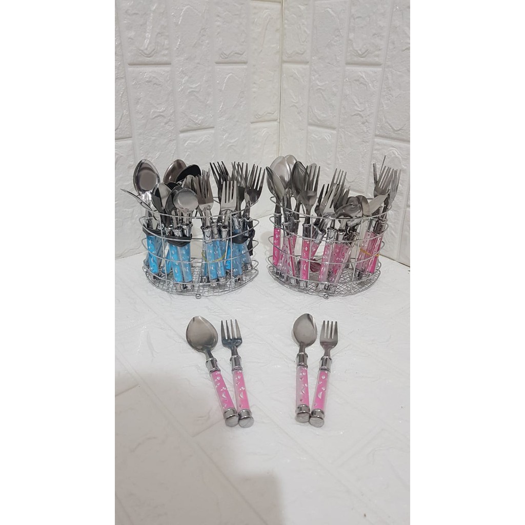 SENDOK SET TABLEWARE / Sendok Set 24pcs Tableware / Sendok Set Tableware Plastik 8502 / Sendok Set Tableware Stainless Steel 4501