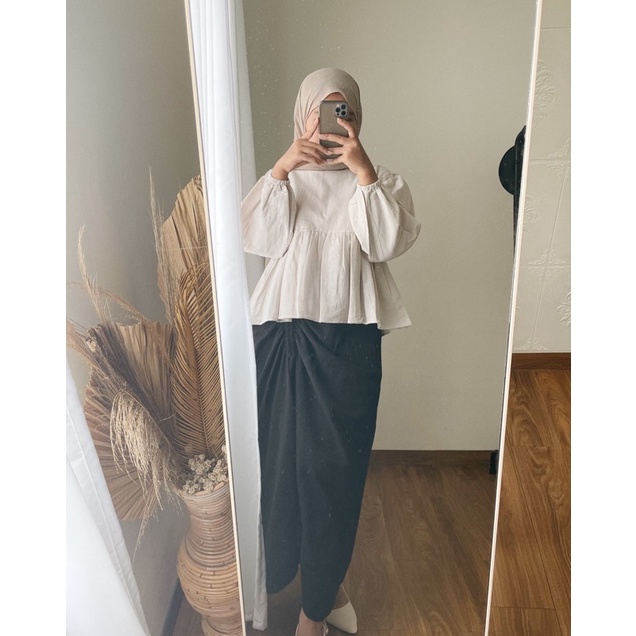 HIZA - Hanna Skirt | Korean Look | Rok Serut Casual | Rok Wanita Terlaris