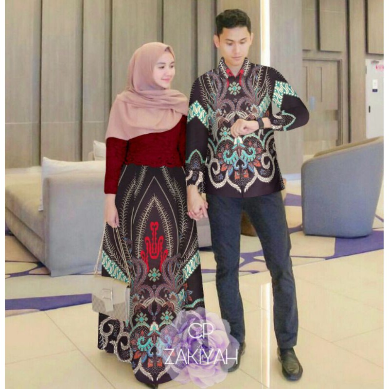 COUPLE ZAKINAH BATIK/BAJU PASANGAN PRIA WANITA BATIK PESTA RESEPSI/BAJU PASANGAN LARIS KEKINIAN