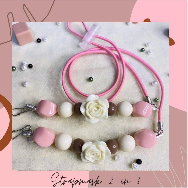 STRAP MASKER 2 in 1 /tali masker/kalung masker hijab strap/baby pink/