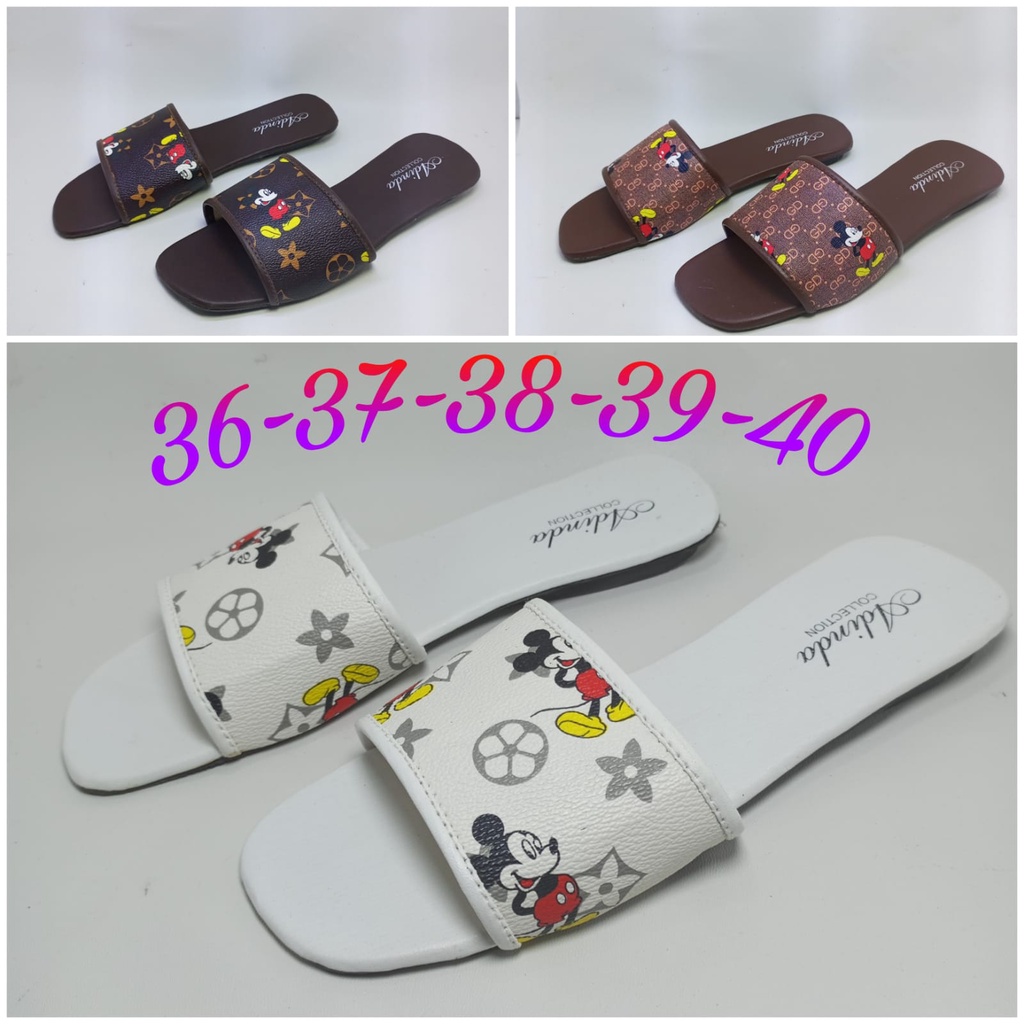 sandal teplek wanita motif mickey mouse/sandal wanita/sandal hotel/sandal rumah/sandal selop/sandal flat