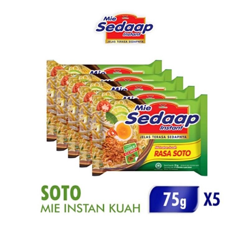 

@5pcs Mie Instan Sedaap Mie kuah rasa soto 75g X 5pcs