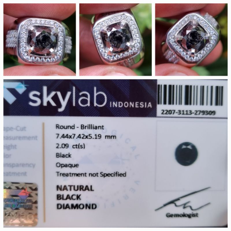 Natural Berlian Hitam Black Diamond Memo 2.09 crt