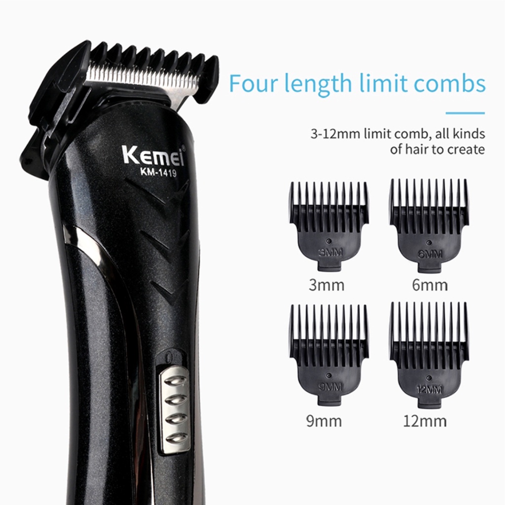 [COD / BAYAR DI TEMPAT] ORIGINAL Alat Cukur Rambut KEMEI KM 1419/ KM 1407 Rechargeable - 3 IN 1 Alat Cukur Kumis Dan Jenggot Profesional Hair Clipper 1 Set