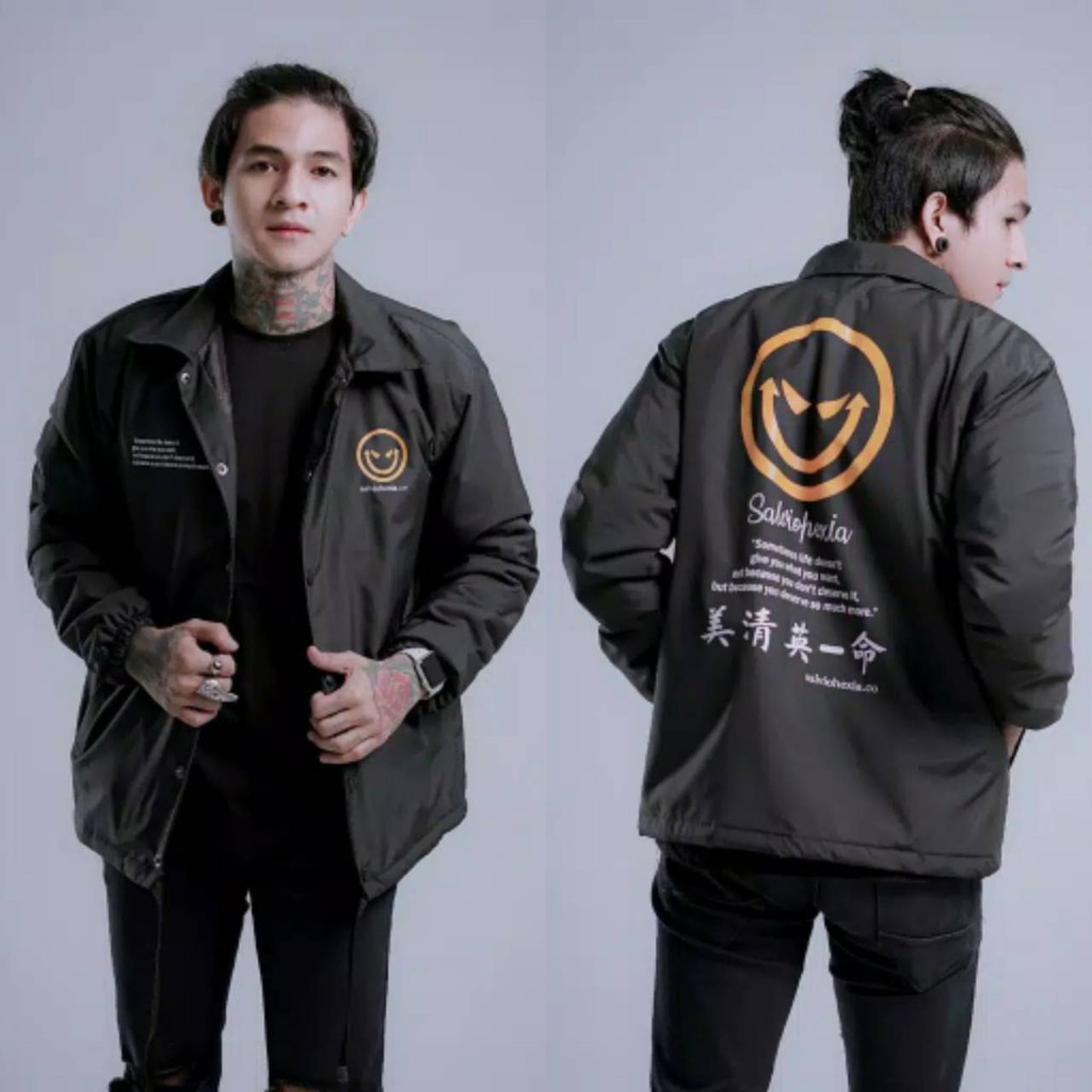 Coach Jacket-Jacket Coach Salvio Hexia-Jaket Murah-Jaket Pria-Jaket Wanita-Jaket Terbaru-G5 Emoji Hitam