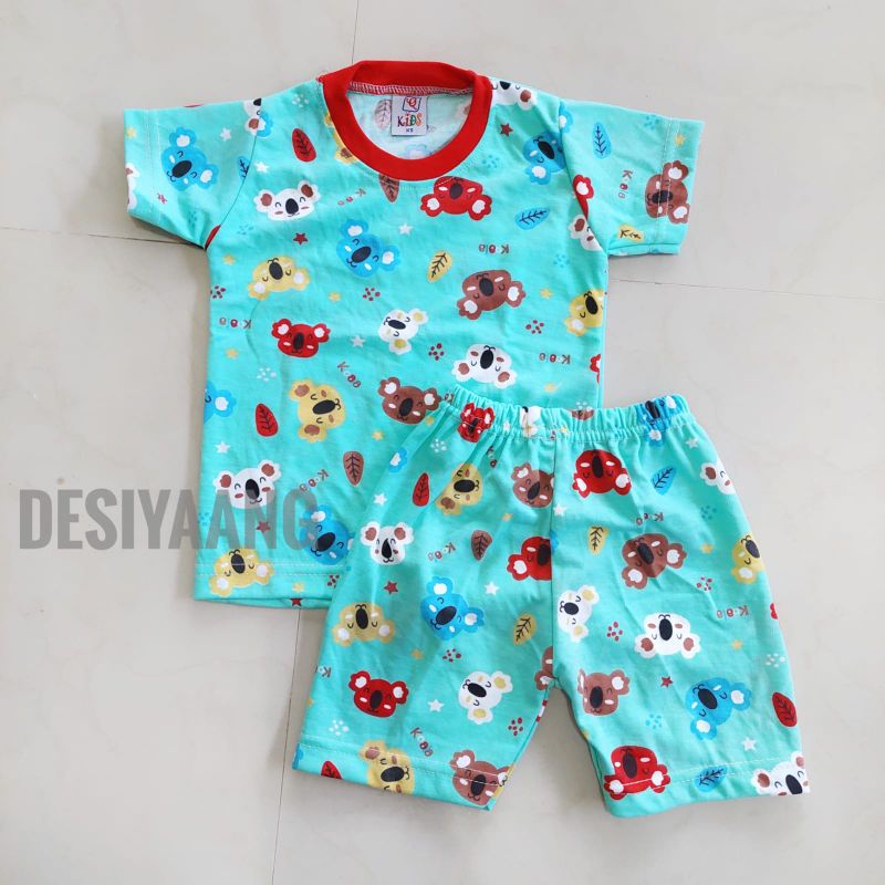 Grosir 10pcs Setelan Qkids Size Xs Usia 5-20 bulan Lengan Pendek Celana Pendek bahan Libby