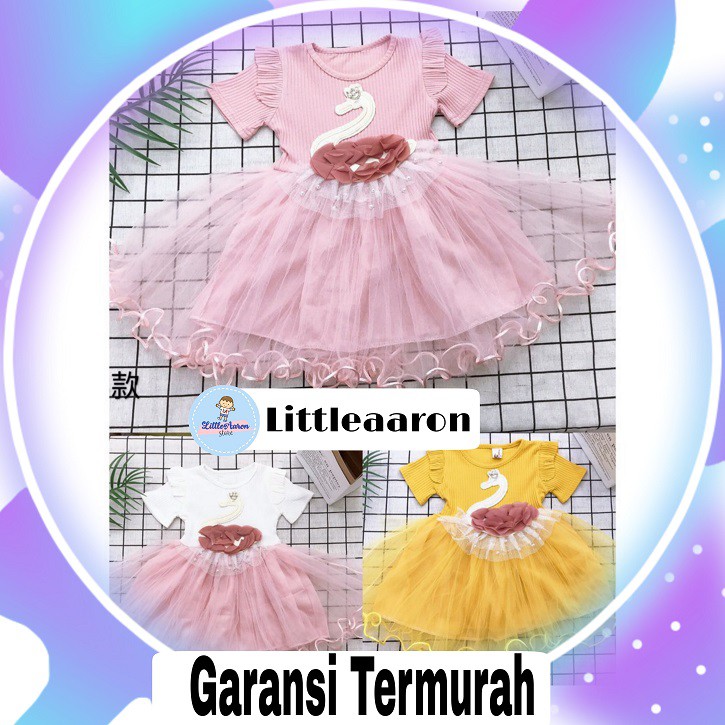 LittleAaron DRESS IMPORT QUEEN SWAN 813 EBV Baju Dress Anak Perempuan Import