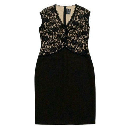 DRESS V NECK LACE / BLACK DRESS BROKAT SLIM FIT