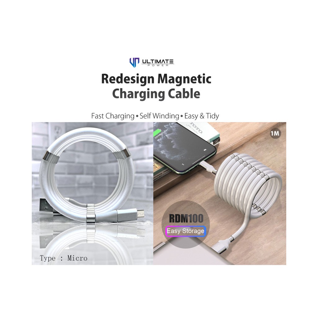 Ultimate Kabel Micro USB Redesign Magnetic Cable Self Winding 1M RDM100