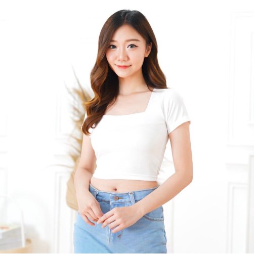 iseven p SOLTICE UNECK CROP TOP WANITA | CROP TOP LEHER KOTAK