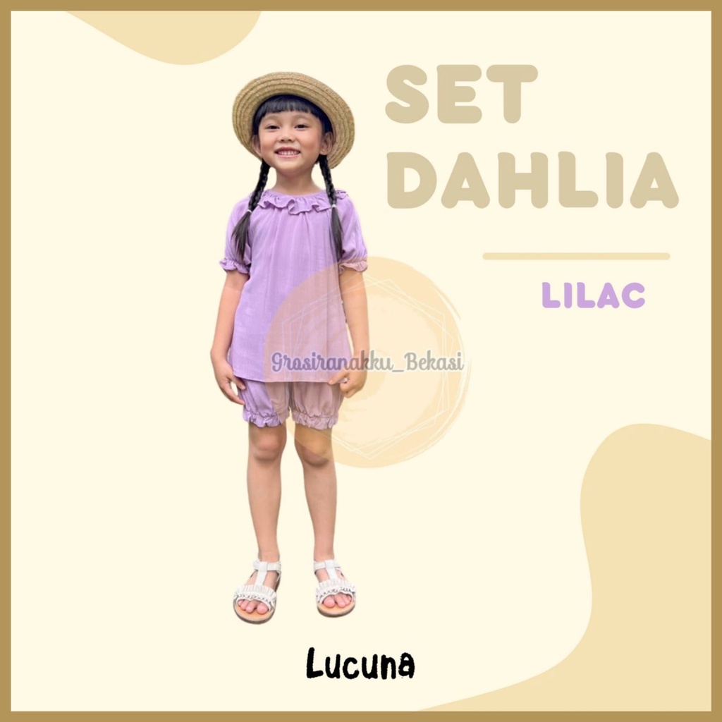 Setelan Anak Rayon Dahlia Lucuna Warna Lilac Size 1-5 Tahun