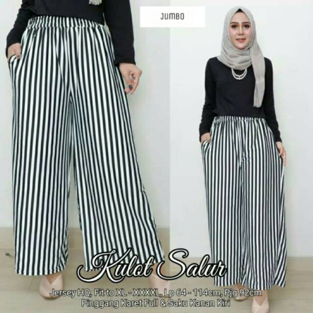 (paket hemat 2 pc) Kulot salur panjang jumbo n kulot salur pendek jumbo