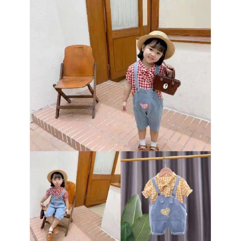 baju anak murah berkualitas, setelan overal square love