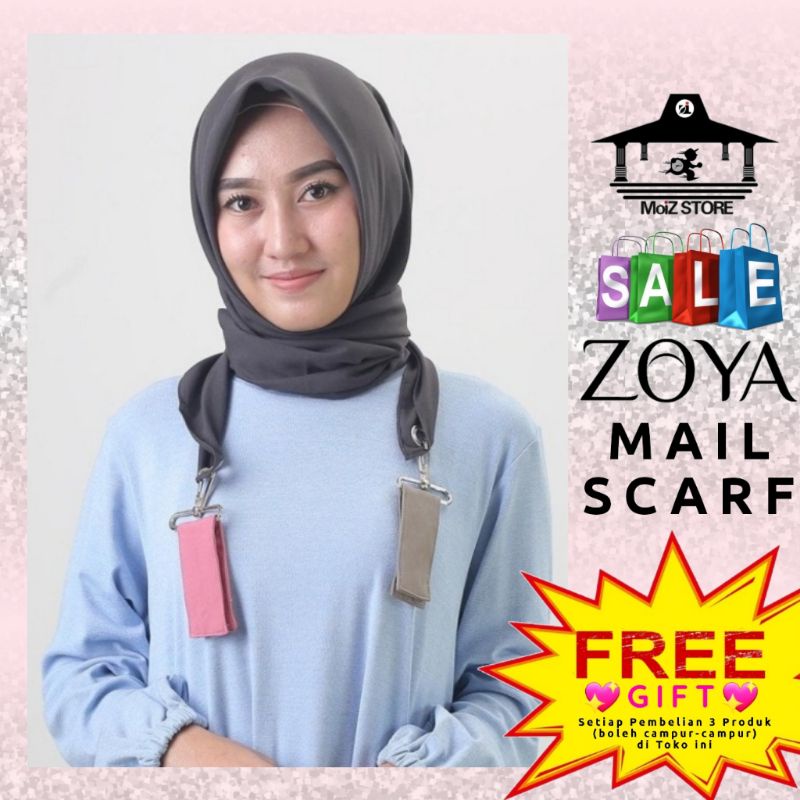 Zoya Jilbab Segi Empat Polos Mail Scarf Risa Maharani For Zoya