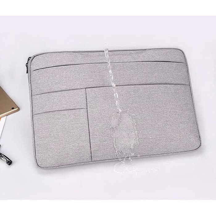 Tas Laptop 13.3 inch Softcase Sleeve Macbook Pocket Handstrap Waterproof -Dark Grey