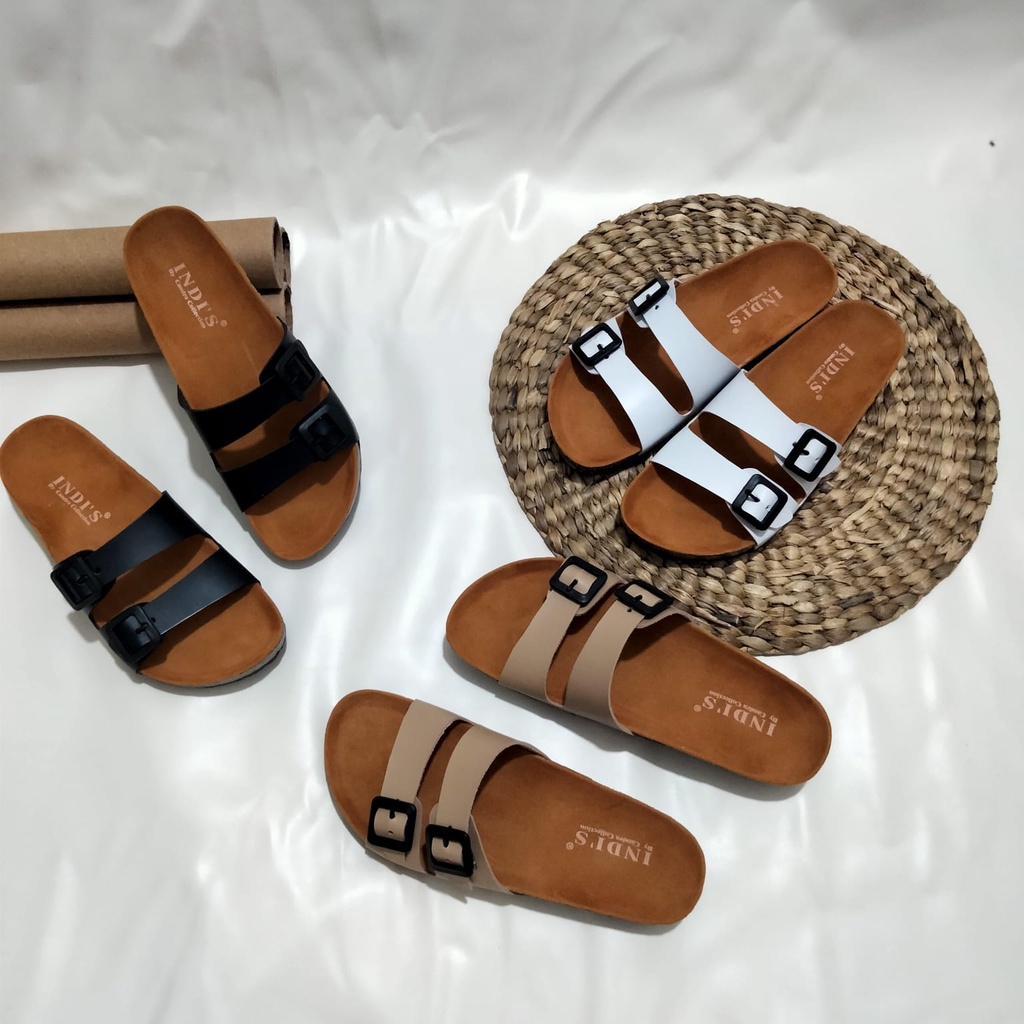 Sandal Flat Wanita Birken - Sendal Santai Wanita Terbaru Kasual Kekinian NESANH - KIRANA