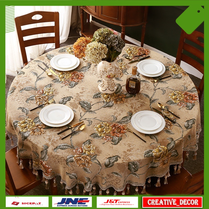 Taplak Meja Tamu Mewah Import European-style Round Table Cloth 2 Meters Large Round Table Home 1.8 M