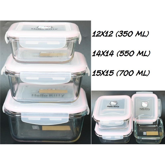 KOTAK PIREX HK BAHAN KACA TEBAL SAVE MICROWAVE SET ISI 3PCMODEL KOTAK