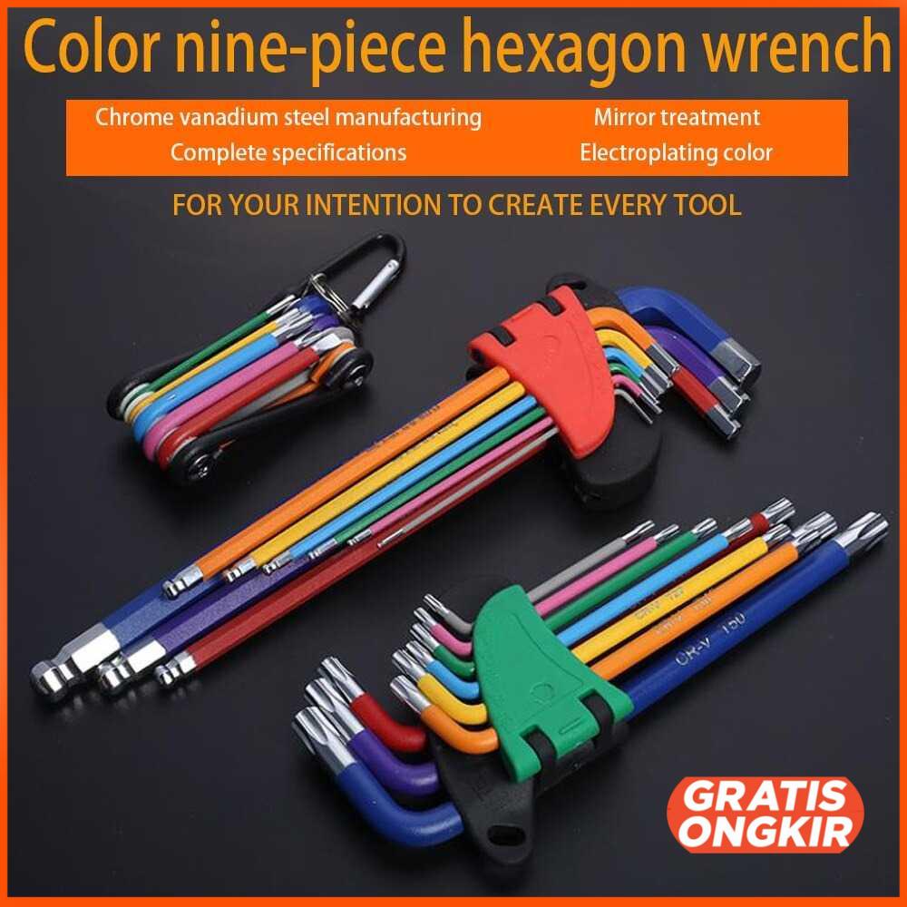 Kunci L Hex Wrench Metal Hexagonal Screwdriver 9 PCS 12904