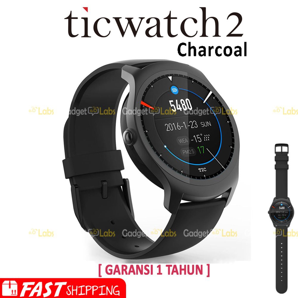 Ticwatch 2 Charcoal Active Ultra Light Sport Smartwatch