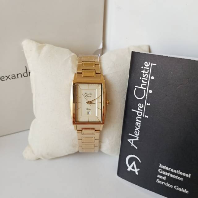 Jam tangan wanita Alexandre Christie AC 2802 Gold Original