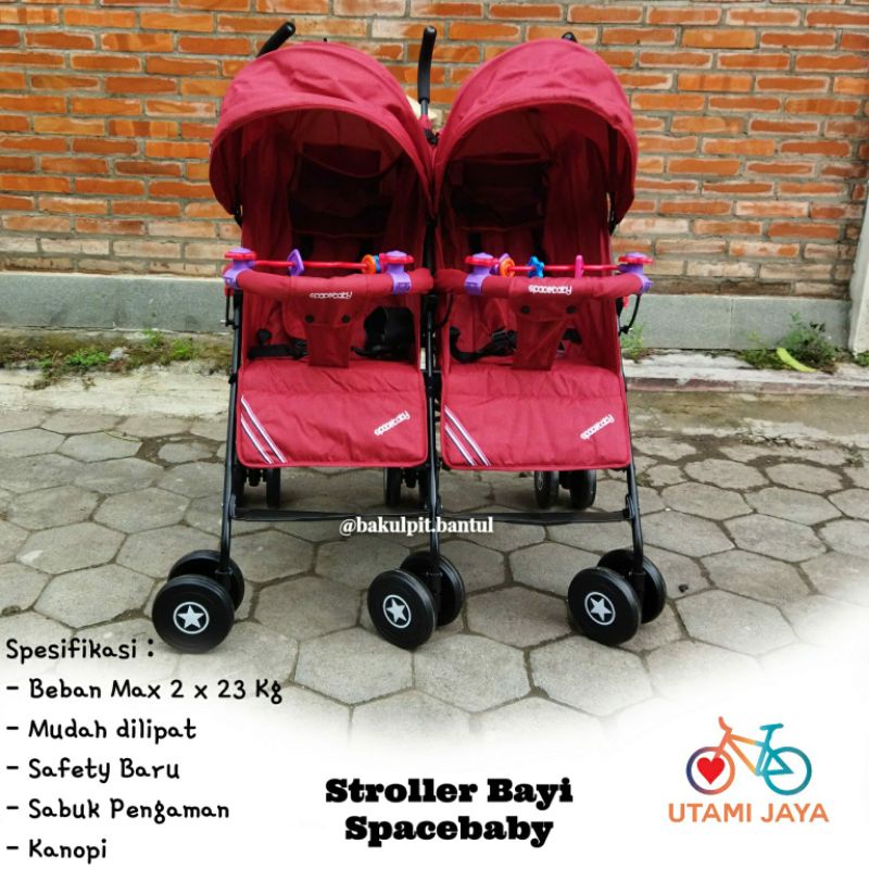Stroller Bayi  Twins Kembar / Kereta Dorong Bayi Twins Kembar Spacebaby SB 1013