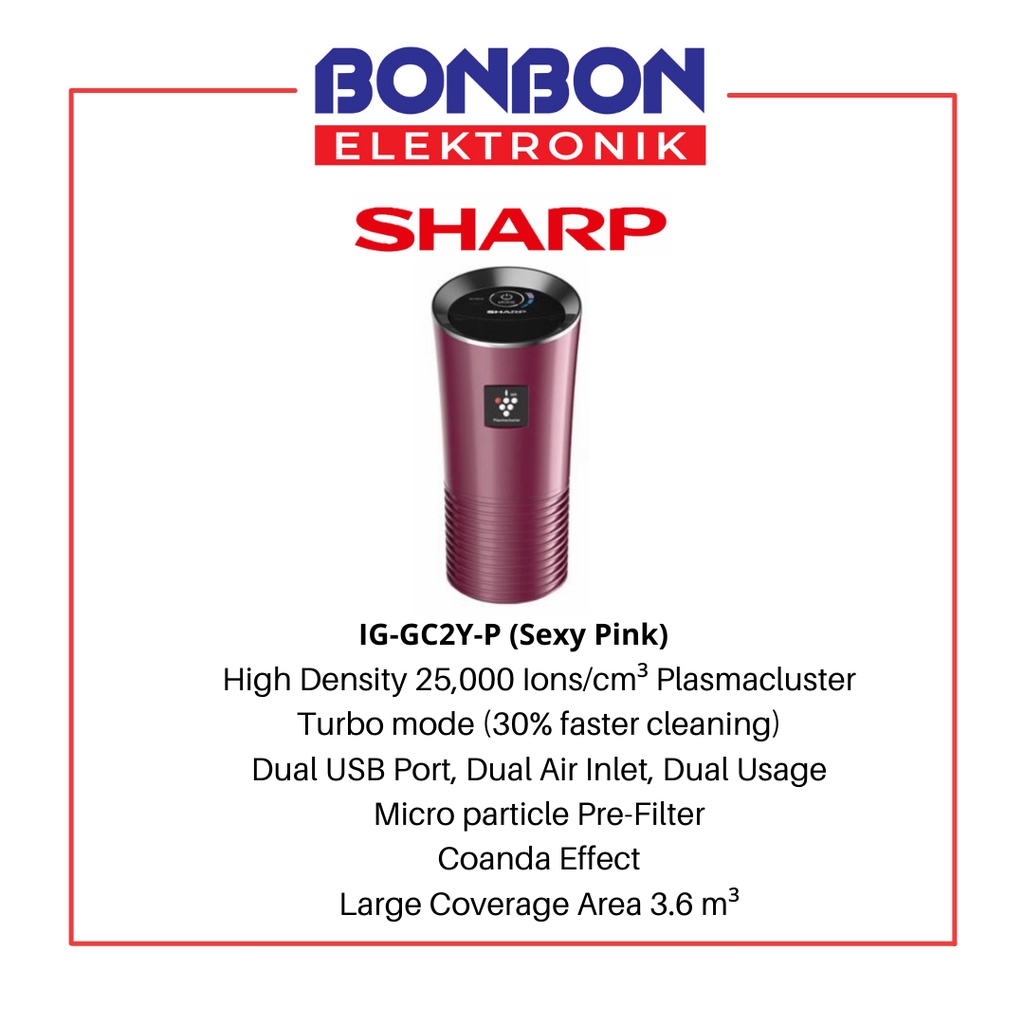 Sharp Car Air Purifier IG-GC2Y-B/N/P High Density Mobil Purifier