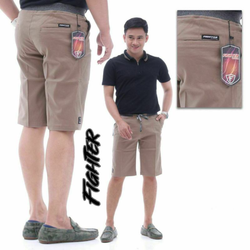 [BIG SIZE] Celana chino pendek pria mick warna cream mocca abu hitam