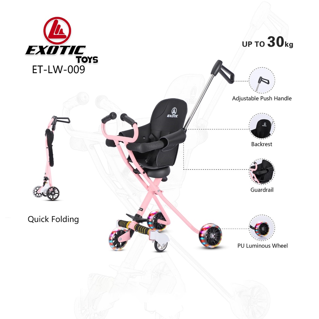 Stroler Exotic w09 lw 09 009 Anak Bayi Balita Kursi Dorong Micro Stroller Trike Exotic ET LW009 Garansi SNI magic-5