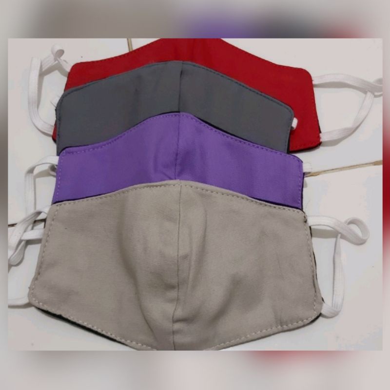 MASKER KAIN POLOS ANAK WARNA  RANDOM 2 PLY DAN 3 PLY/LAPIS EARLOOP HARGA GROSIR