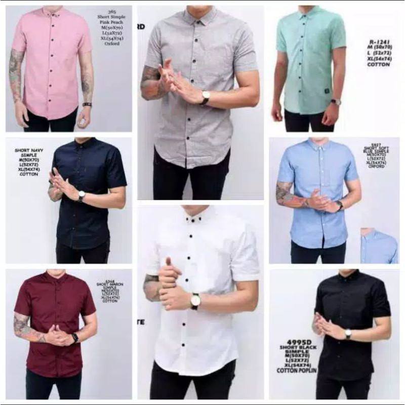 Baju Kemeja Hem Pria Cowok Dewasa Polos Lengan Pendek Polos Premium / Pakaian Laki Laki Distro