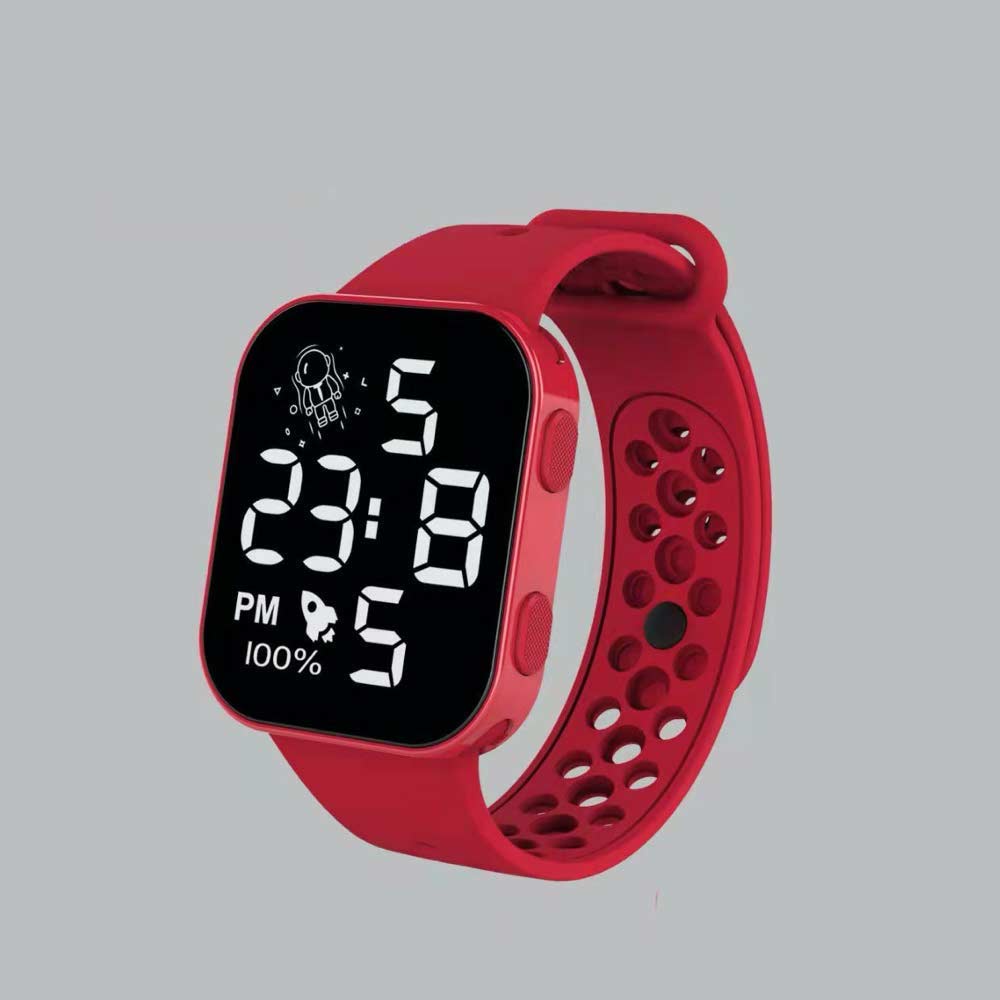 LED Watch [ Merah ] Water Resistant - Jam Tangan Digital Pria &amp; Wanita Strap Rubber LED_8052