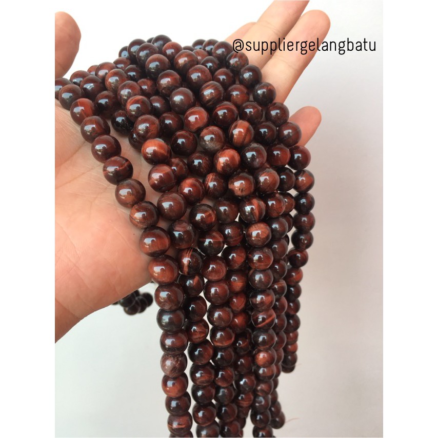 bahan gelang batu kalung blackred tiger eye premium grade 10mm bongkah bahan aksesoris fashionita