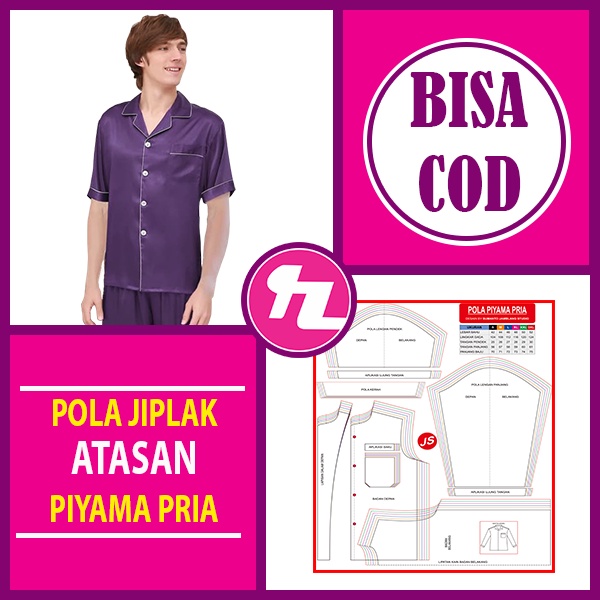 Pola Jiplak Piyama Pria Lengan Panjang + Pendek | Rotsa.Id