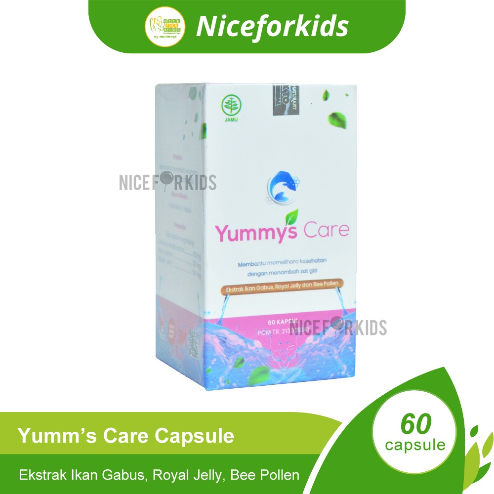 Yummy's Care Capsule Ekstrak Ikan Gabus Royal Jelly Bee pollen Isi 60 Kapsul / Yummys Care Kapsul Penambah Gizi dan Penyembuh Luka