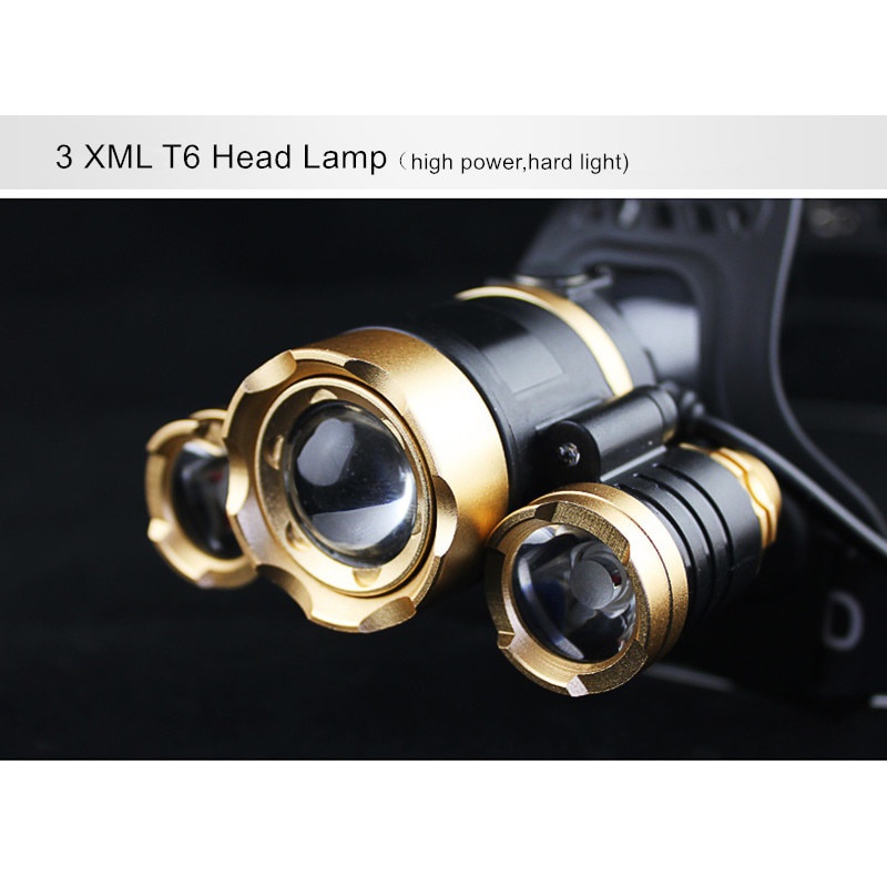 Senter Headlamp Cree XM-L 3T6 15000 Lumens IHT425H1 - Black