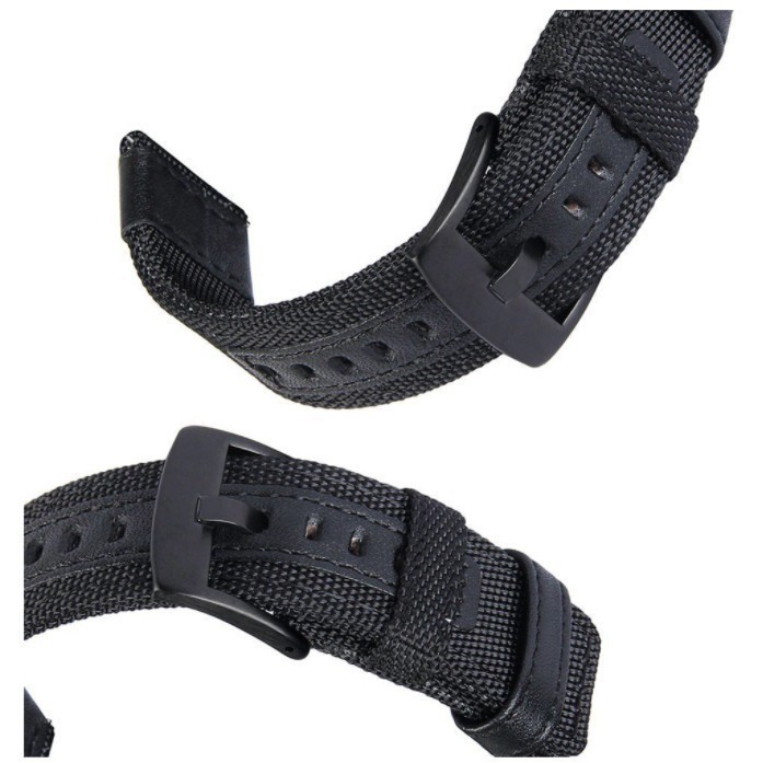 Tali Jam 22mm Watch Strap Haylou RS3 LS04 / Microwear L19 - Woven Nylon Black Buckle