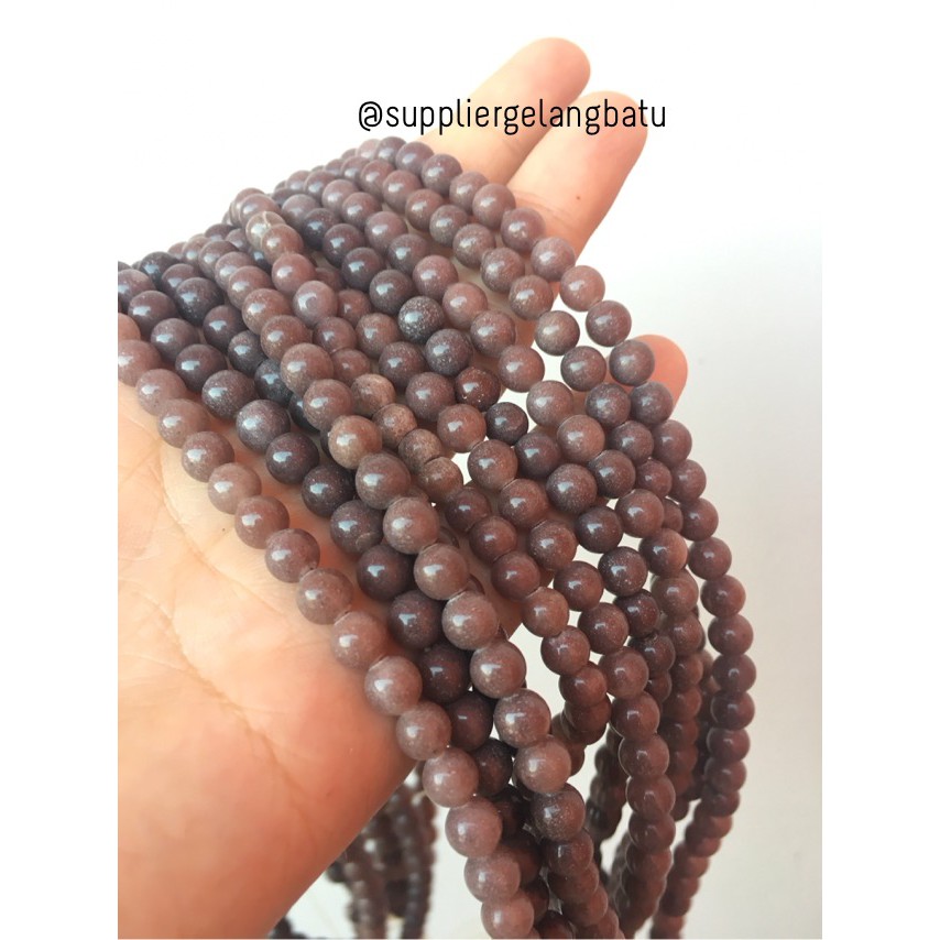 bahan gelang kalung batu Brown sand agate 6mm akik pasir coklat diy aksesoris craft beads supplier