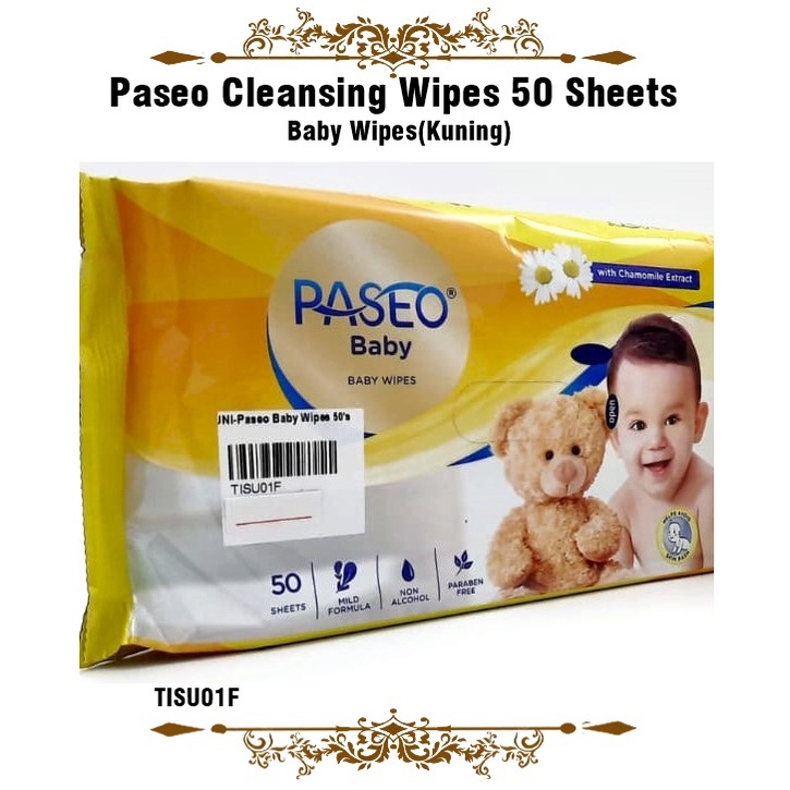 [1kg 4pcs] Paseo Tisu Baby Wipes/Tisu Bayi Non-Alcohol/Bebas Paraben 50 Sheets