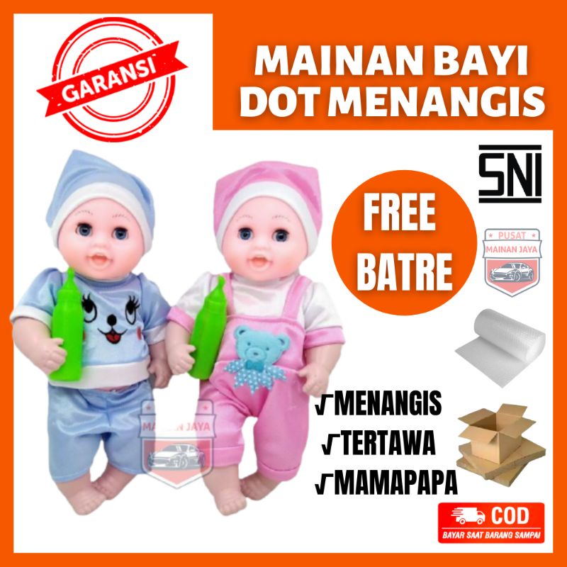 mainan anak boneka bayi dot bisa nangis mirip asli balita