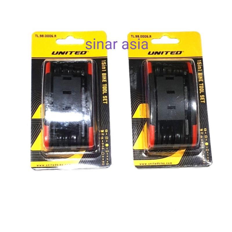 Alat kunci lipat sepeda 15 in 1 merk United