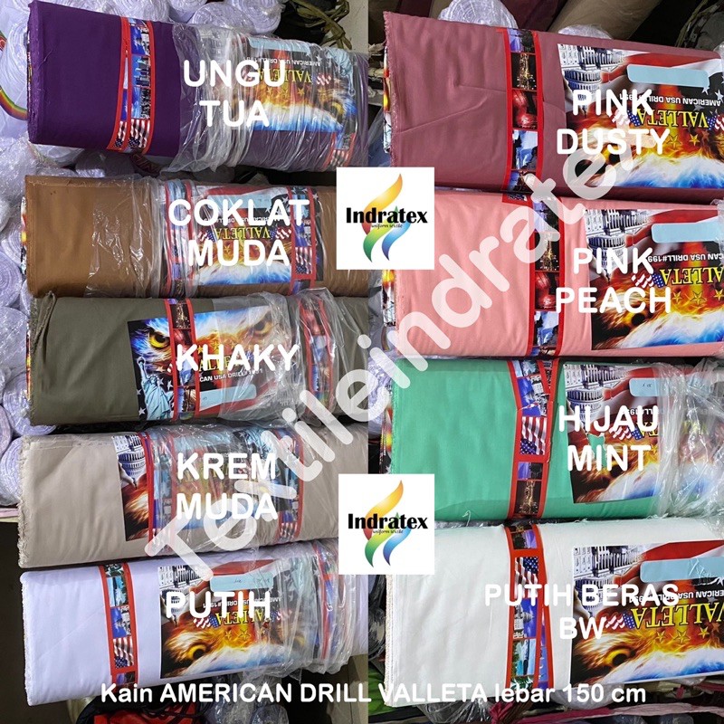 ( per setengah meter ) KAIN TWILL DRILL AMERICAN VALLETA TR20S BAJU CELANA chino SERAGAM DOKTER PERAWAT OK ALMAMATER APD PDL PDH setelan pakaian dinas wearpack