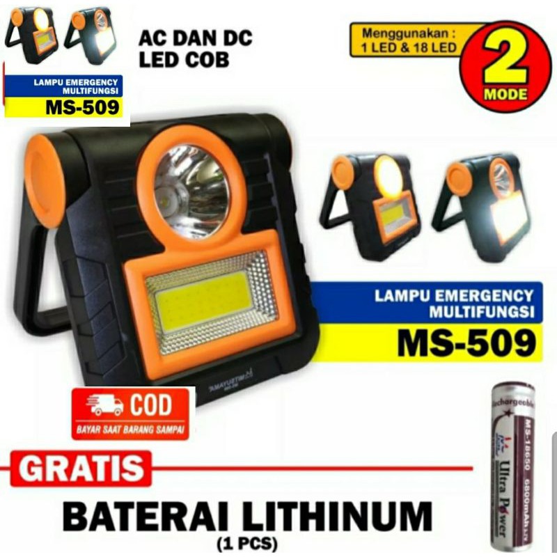 Emergency Lamp LED COB 2mode Cahaya MS - 509 / Lampu Darurat Mitsuyama MS 509 / Lampu Led Cob