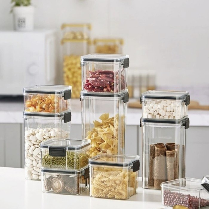 Toples Kedap Udara Penyimpanan Cereal Makanan Snack Bumbu Storage Jar Toples Lebaran Import