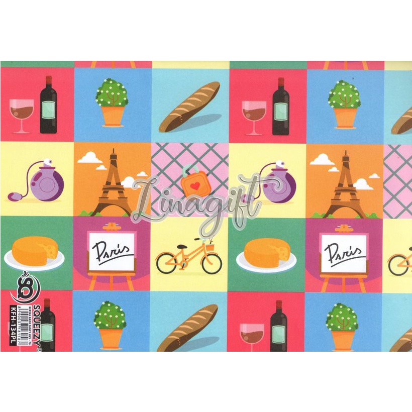 ( 5 Lembar ) KERTAS KADO SQ DOFF - GIFT WRAPPING PAPER PARIS LONDON EIFFEEL CLASSIC VINTAGE EUSTHATIC MODERN