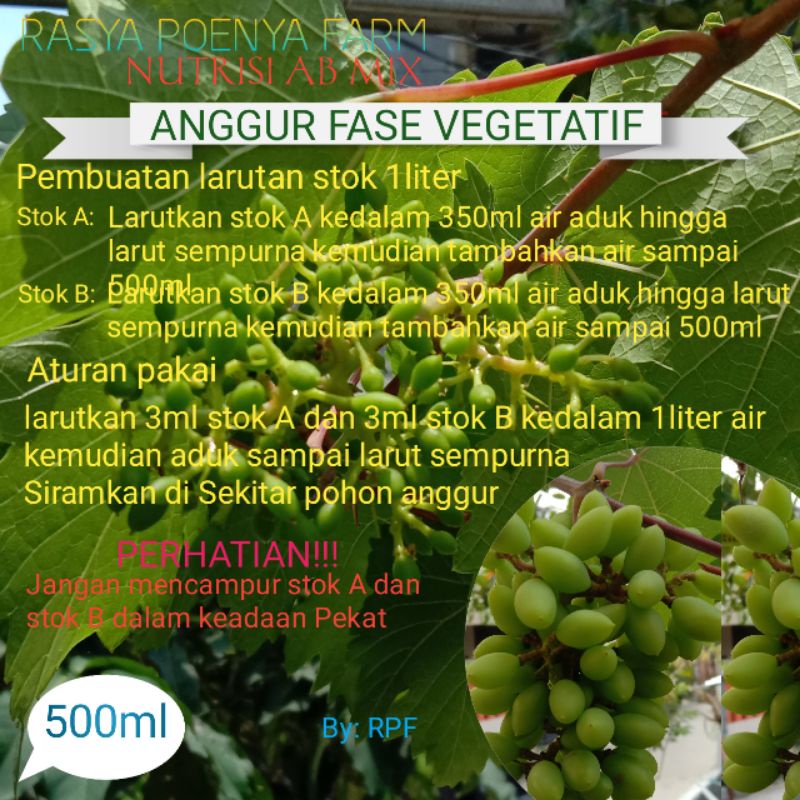 PUPUK ANGGUR/NUTRISI ANGGUR/AB MIX ANGGUR