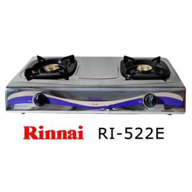 RINNAI RI-522E KOMPOR GAS 2 TUNGKU STAINLESS STEEL / KOMPOR GAS RINNAI RI 522 E