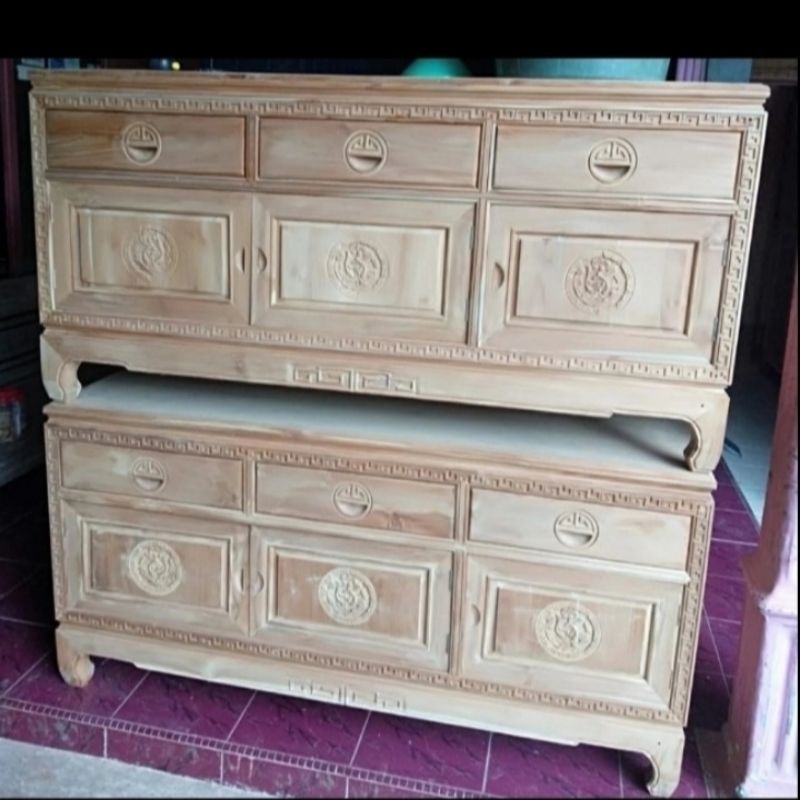 Bufet Lemari Hias Jati - Meja Tv Kayu Jati Mentahan Mebel Jepara